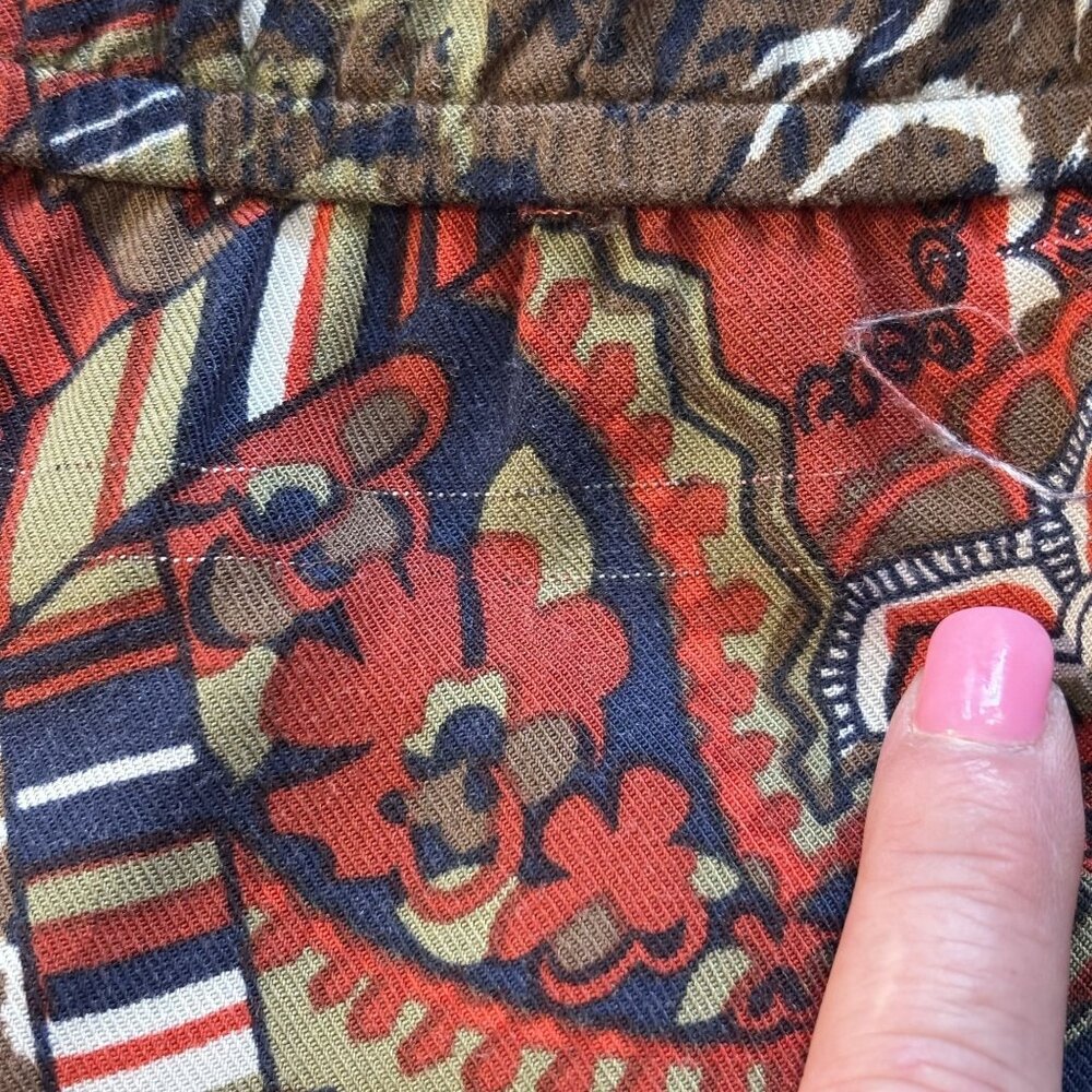 Lucky Brand XL Sleeveless Red Multi-Color Boho Print Dress With Tie Waist 100% - Picture 10 of 14